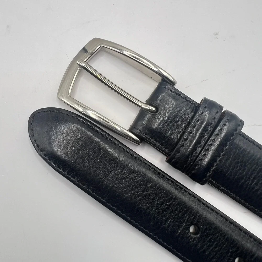 J. Hilburn Genuine Italian Calfskin Dress Belt Mens 36 Black Made in USA Classic